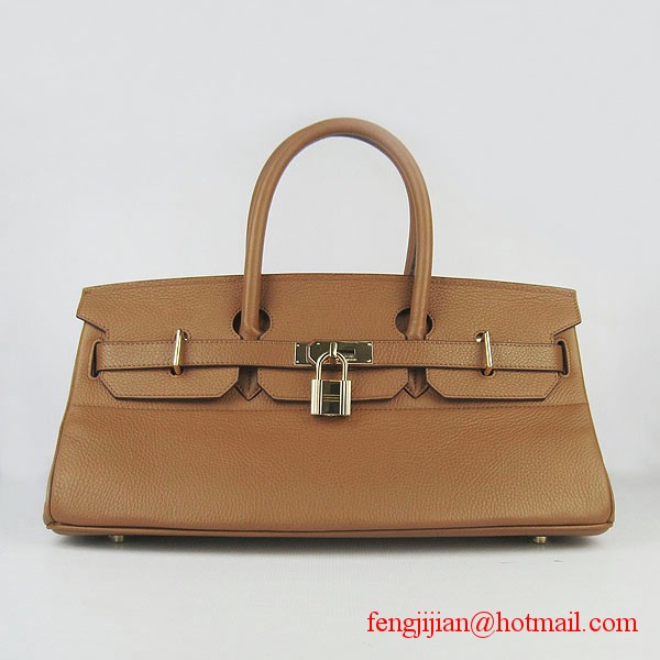 Hermes Birkin 42cm Togo Leather Bag 6109 Light Coffee gold padlock